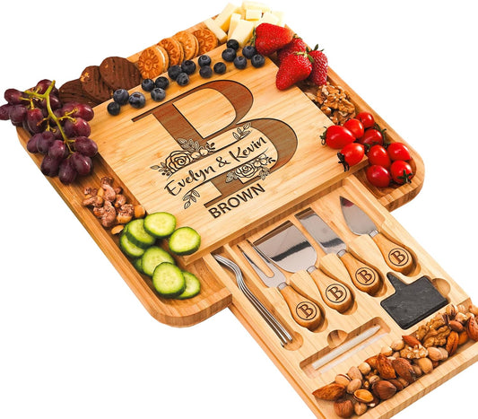 Personalized Charcuterie Board Gifts Set, Custom Large Cheese Board, Charcuterie Board for Wedding, Anniversary
