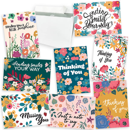 Thinking of You Cards with Envelopes - 24 Thinking of You Greeting Cards with Unique Designs and Inspiring Words - Encouragement Cards to Send to a Close Friend, Relative or Loved One (24)