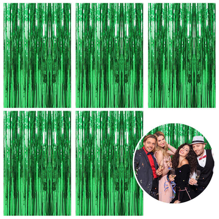 2 Pack Silver Foil Curtain Party Streamers Metallic Tinsel Foil Fringe Photo Booth Backdrop for Birthday Wedding Engagement Baby Shower Bachelorette Christmas Holiday Celebration Party Decorations