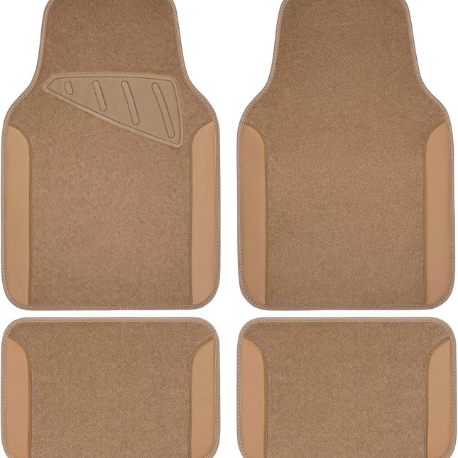 Beige Leather & Waterproof Car Carpet Floor Mats