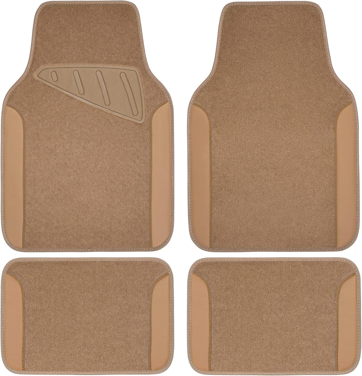 Beige Leather & Waterproof Car Carpet Floor Mats