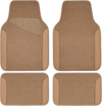 Beige Leather & Waterproof Car Carpet Floor Mats