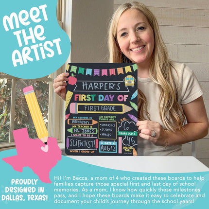 My First Day of School Sign with Markers -11x14 Back to School Signs First and Last Day, Kindergarten Chalkboard Signs, Pre K Sign Board, Preschool Board, Reusable Photo Prop for Kids