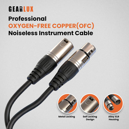 XLR Microphone Cable, Fully Balanced, Male to Female, 25 Feet - 2 Pack