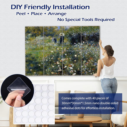PINWELIFE® Wall Art Acoustic Panels, Sound Proof Absorbing Panels for Home/Office, Decorative Absorbing Dampening, Noise and Echo Cancelling (Renoir, Meadow in Bloom, 48"x32")