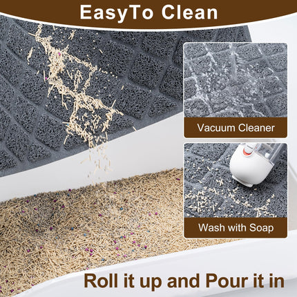 Cat Litter Box Mat,23 x 14 In,Trapping Mat Premium Durable PVC Pad,Grey