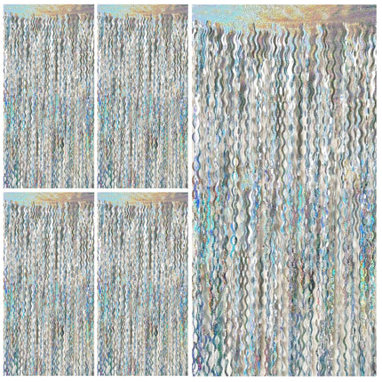 Tinsel Foil Fringe Curtains Wavy Backdrop for Parties Sparkle Metallic Wavy Foil Fringe Backdrop Curtain for Party Decorations Photo Booth Props for Birthday Graduation Wedding