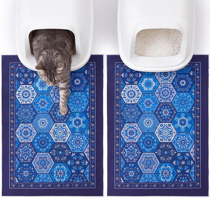 Cat Litter Mat, 2 Pack 33" x 22" Machine Washable for Litter Boxes
