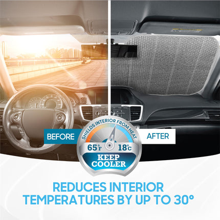 AS-2511 Front Windshield Shade-Accordion Folding Auto Sunshade for Car Truck SUV-Blocks UV Rays Sun Visor Protector-Keeps Your Vehicle Cool-57 x 27 Inch, Black Glitter