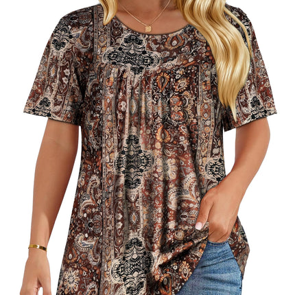 Womens T Shirts Short Sleeve Tops Casual Summer Flowy Scooped Neck Blouses