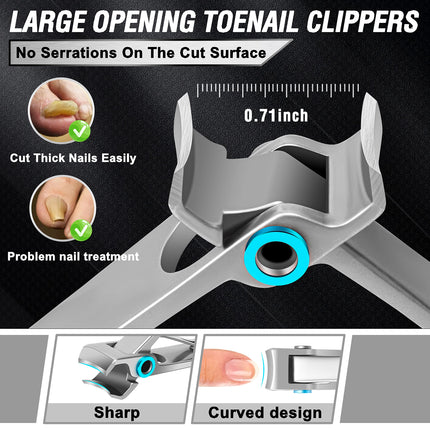Toenail Clippers for Seniors Thick Toenails, Heavy Duty Toe Nail Clippers Adult Thick Nails Long Handle, Large Toenail Clippers for Thick Nails 7Pcs