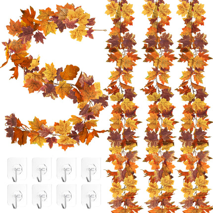 2Pack 11.8FT Fall Garland for Mantle Indoor Outdoor Thanksgiving Decor