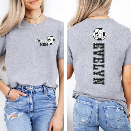 Baseball Soccer Football Mom Dad Shirt with Custom Name & Number, Grandma Grandpa Outfits for Game Day, Fathers & Mothers Day