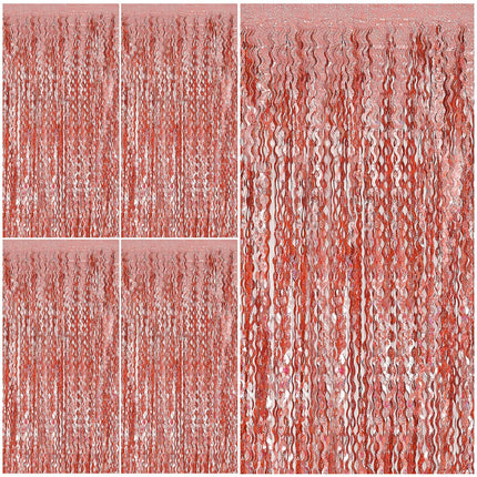 Tinsel Foil Fringe Curtains Wavy Backdrop for Parties Sparkle Metallic Wavy Foil Fringe Backdrop Curtain for Party Decorations Photo Booth Props for Birthday Graduation Wedding
