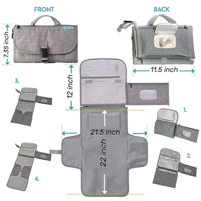 Grey Portable Baby Diaper Changing Pad Travel Kit - photo 5