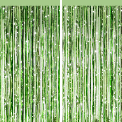 Pastel Pink Metallic Fringe Curtains 2 Pack, Tinsel Backdrop for Parties