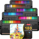 180-Color Artist Colored Pencils Set for Adult Coloring Books, Soft Core, Professional Numbered Art Drawing Pencils with Gift Tin Box for Sketching Shading Blending Crafting