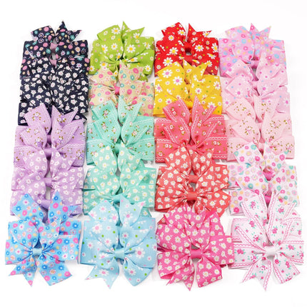 CÉLLOT 40Pcs 3 Inch Boutique Grosgrain Ribbon Pinwheel Hair Bows Alligator Clips For Girls Toddlers Accessories Teens Gifts In Pairs