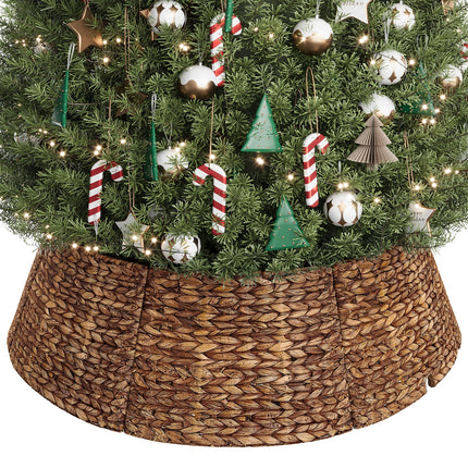 28 Inch Woven Rattan Christmas Tree Collar, 5-Piece Xmas Tree Skirt