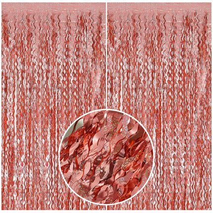 Tinsel Foil Fringe Curtains Wavy Backdrop for Parties Sparkle Metallic Wavy Foil Fringe Backdrop Curtain for Party Decorations Photo Booth Props for Birthday Graduation Wedding