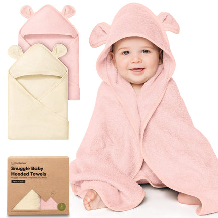 2-Pack Hooded Baby Towels for Newborn, Kids, Almond, 35x35