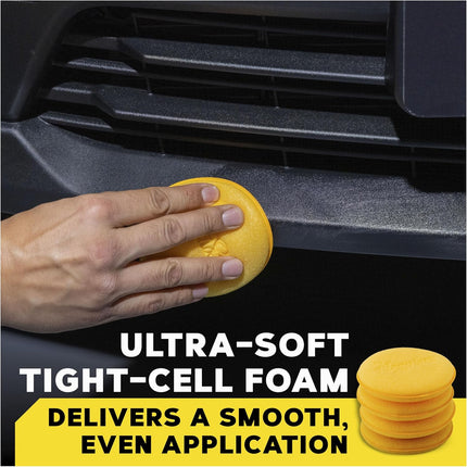Meguiar's 4" Foam Applicator Pads, 4 Count - Ultra-Soft Hand Applicators with a Tight-Cell Foam Construction for a Smooth Application of Waxes, Polishes, Tire Dressing, Protectants and More, 4 Pack
