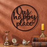 Our Happy Place Metal Porch Sign Art, Classic Style, Black