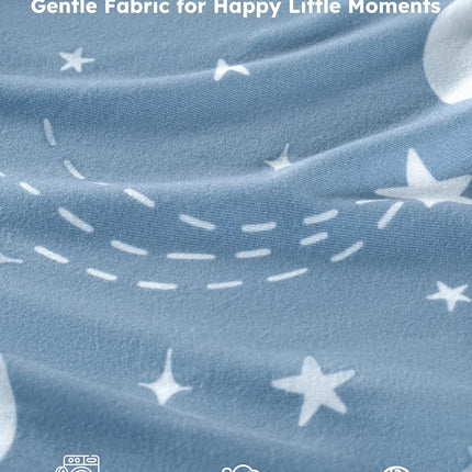 Baby Crib Sheets for Boys and Girls, Fitted Crib Sheets 52" x 28", Soft Breathable Microfiber Sheets for Standard Crib and Toddler Mattress, 2-Pack Blue Rocket
