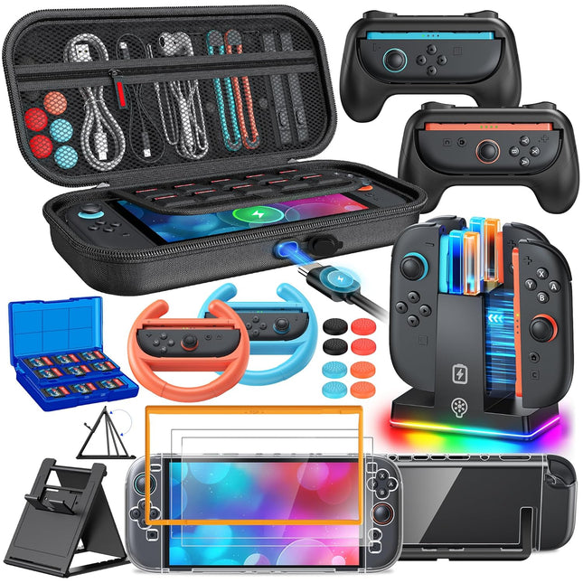 Switch 2 Accessories, [Charge Inside]Case Bundle for Nintendo Switch 2 2025 Console, 23 IN 1 Kit:Carrying