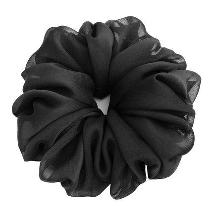 38 Colors Available, Big Scrunchies for Hair, Soft Cheer Chiffon large Ponytail Holder, Cute Birthday Gift for Women Girl Teen, Holiday Accessory (Black)
