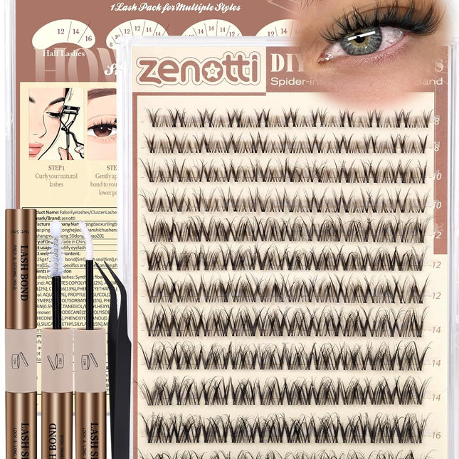 Spider Lashes Cluster Kit, Wispy D Curl Lash Clusters 8-16mm