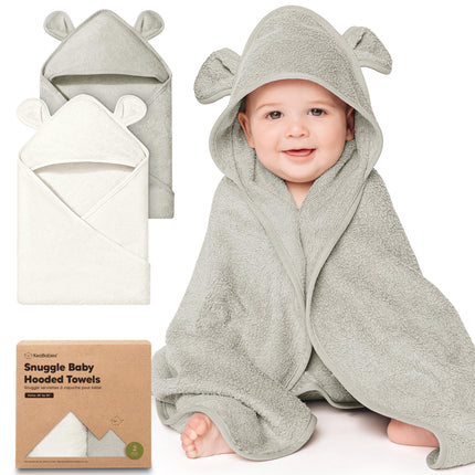 2-Pack Hooded Baby Towels for Newborn, Kids, Almond, 35x35