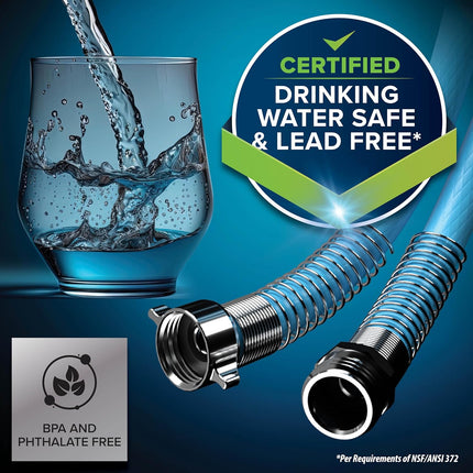 Camco EVOFlex 25-Ft RV Drinking Water Hose - Features Extra Flexible Design w/Stainless Steel Strain Relief Ends - Lead-Free, BPA-Free and Phthalate-Free - 5/8” Inside Diameter (22591)