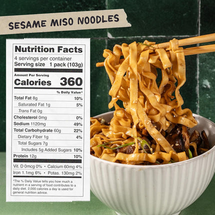 Momofuku Sesame Miso Ramen Noodles by David Chang, Air-Dried Instant Noodles with Sauce and 12g of Plant Based Protein, 4 Servings
