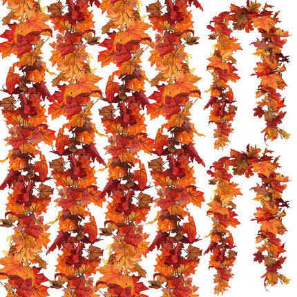 6 Pack Fall Leaf Garland, Total 35Ft Artificial Maple Leaf Autumn Garland Fall Leaves Hanging Vines Fall Maple Leaves Thanksgiving Decor for Home Wedding Fireplace Party