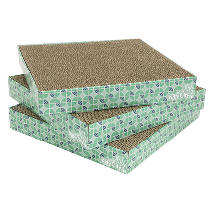 XL 3-Pack Cat Scratcher Pads – Durable Corrugated Cardboard Scratch Pads – Double-Sided for Longer Use, Cat Claw Maintenance & Furniture Protection, Cat Scratching - 10" x 18"