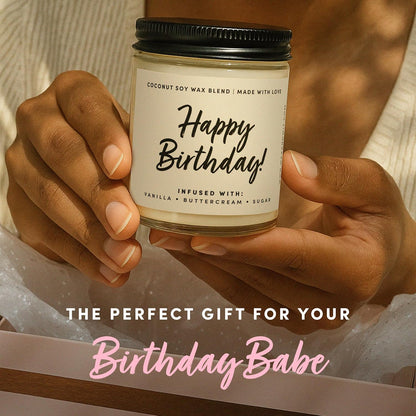 Happy Birthday Vanilla Buttercream Soy Jar Candle for Women, 9 oz - photo 3