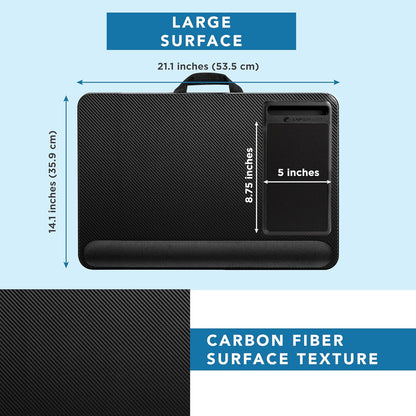 Home Office Pro Lap Desk with Wrist Rest, Mouse Pad, and Phone Holder - Black Carbon - photo 5