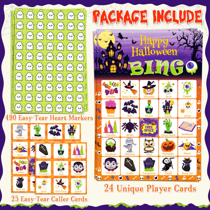 Halloween Games - Halloween Bingo for Kids | Halloween Party Favors - 24 Players Halloween Toys Gifts Party Supplies | Halloween Crafts Accessories Activities for Family