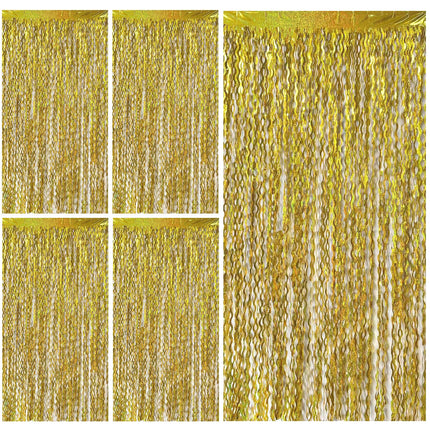 Tinsel Foil Fringe Curtains Wavy Backdrop for Parties Sparkle Metallic Wavy Foil Fringe Backdrop Curtain for Party Decorations Photo Booth Props for Birthday Graduation Wedding