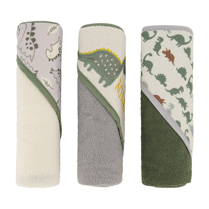 Buttons & Stitches Baby Girl 3 Pack Rolled/Carded Hooded Towels in Crisp Blossom Print (GS71728)