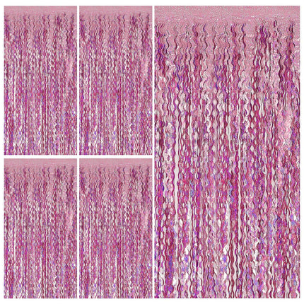 Tinsel Foil Fringe Curtains Wavy Backdrop for Parties Sparkle Metallic Wavy Foil Fringe Backdrop Curtain for Party Decorations Photo Booth Props for Birthday Graduation Wedding