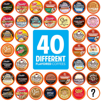 Flavored Coffee Pods Compatible with Keurig K Cup Brewers, Assorted Variety Pack Flavored Coffee, 40 Count