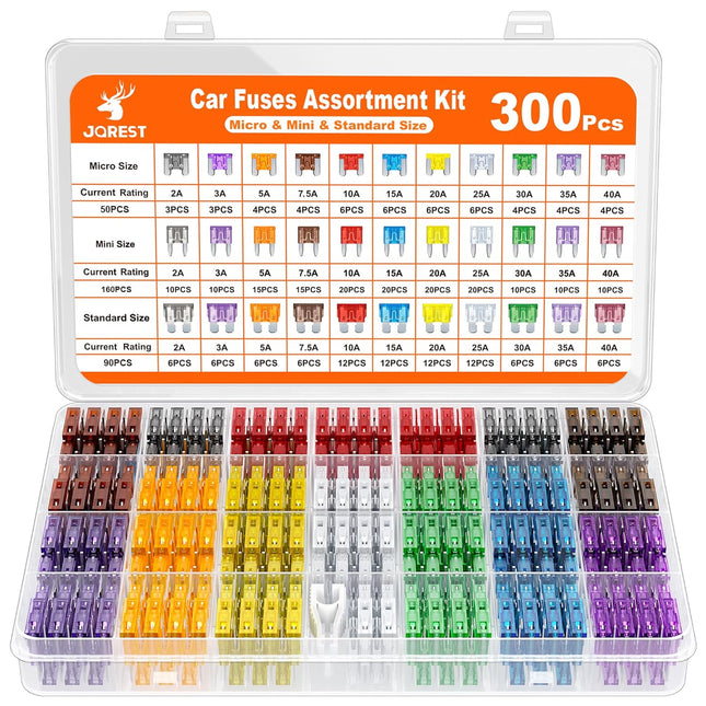 300-Piece Automotive Fuse Assortment Kit with Puller