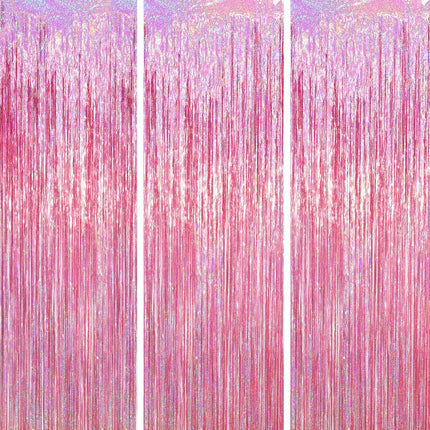 Champagne Foil Fringe Backdrop Curtains, 3.3x6.6ft, 3pcs