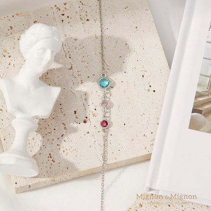 MignonandMignon Birthstone Necklace for Mom Grandma | Custom Family Birthstone Jewelry for Women | Up to 6 Stones Mothers Day Birthday Gift for Her