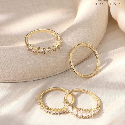 14K Gold Plated Stackable Rings for Women Non Tarnish Wedding Bands - photo 8