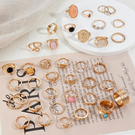 70 Pcs Vintage Crystal Ring Set for Women, Stackable Knuckle Rings - photo 4
