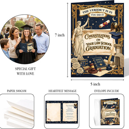 Law School Graduation Card 2026 Law School Graduation Gifts For Women Men Congrats Lawyer Degree Grad Cards For Him Her Son Daughter From Mom Dad Friend 2026 With Envelope Eco Friendly 300GSM Paper