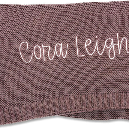 Hickory Hollow Designs Personalized Baby Blanket with Name, Embroidered Baby Blanket, 100% Cotton, Knitted Blanket, Personalized Name Blankets for Girls, Pink Blanket, (Autumn)